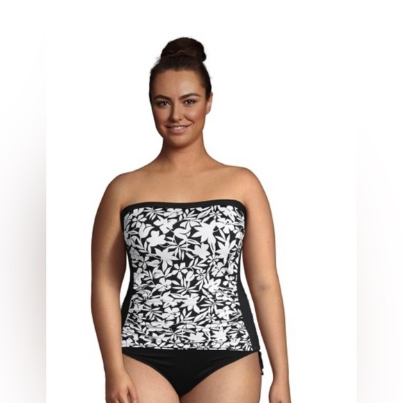 Lands' End Women's Bandeau Tankini Swimsuit w/ Removable Adjustable Straps-NWT - Picture 1 of 3